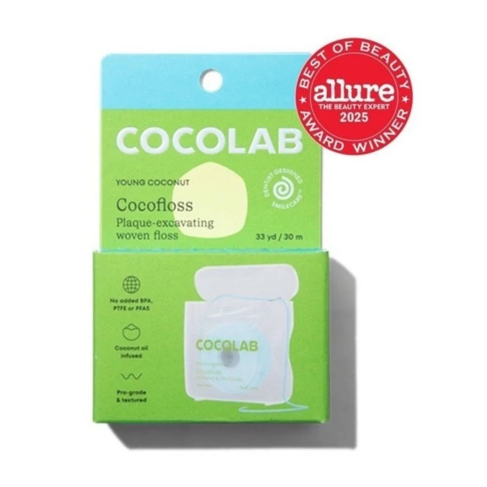 Cocolab Young Coconut Woven Dental Floss, Textured‎ & Pro-Grade, 33 yd